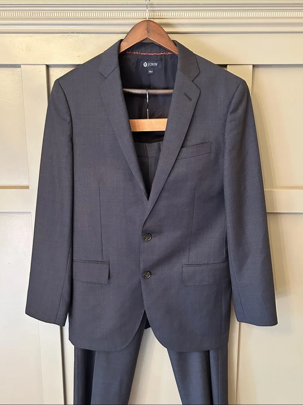 J. Crew Ludlow Slim Fit Suit Jacket & Pants Italian Wool Charcoal Size 38R 32